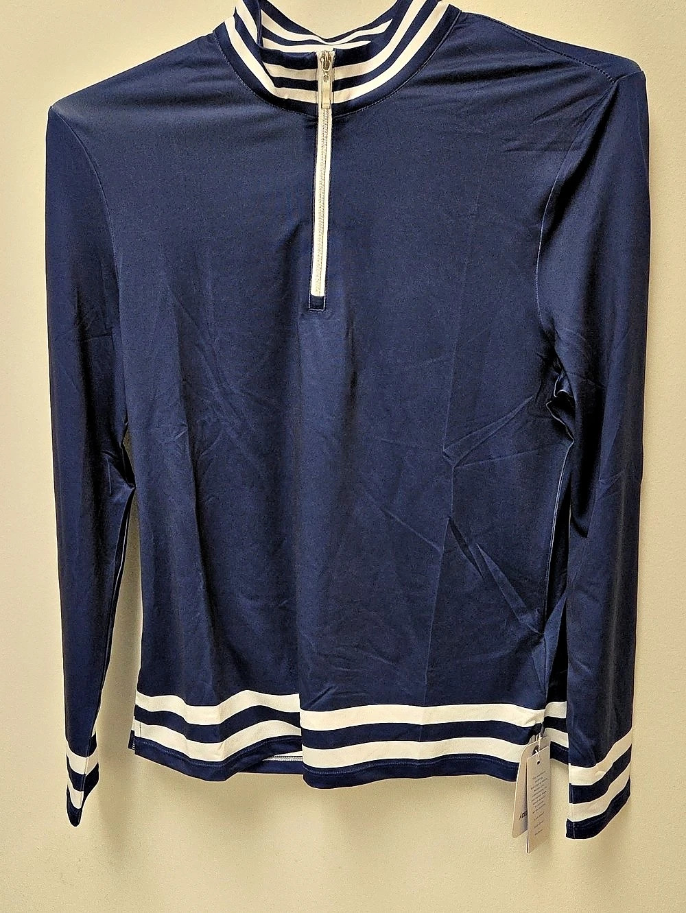 Acegolfs Navy Striped Quarter-Zip Top
